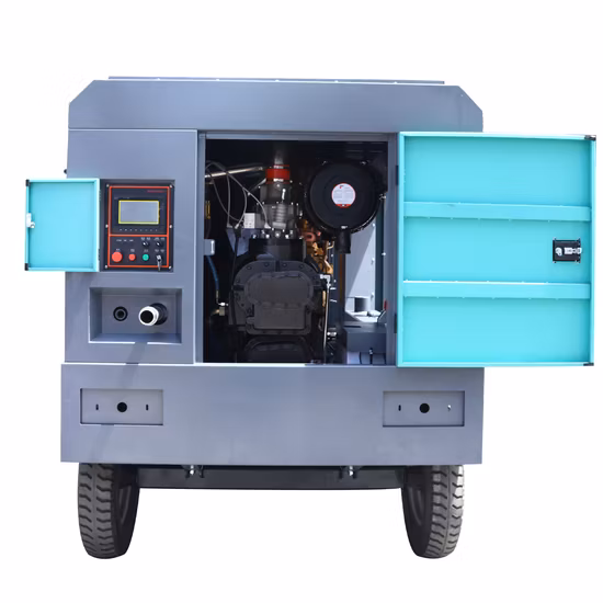 Compressore d'aria rotativo a vite a trasmissione diretta portatile con motore diesel per impieghi gravosi Prezzo per compressore d'aria industriale con martello pneumatico, perforazione e estrazione mineraria